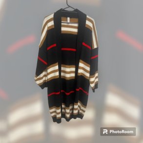 Strik - Stribet Cardigan, Sort